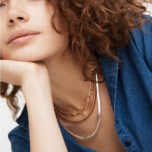 Madewell Herringbone Chain Necklace in Vintage Gold